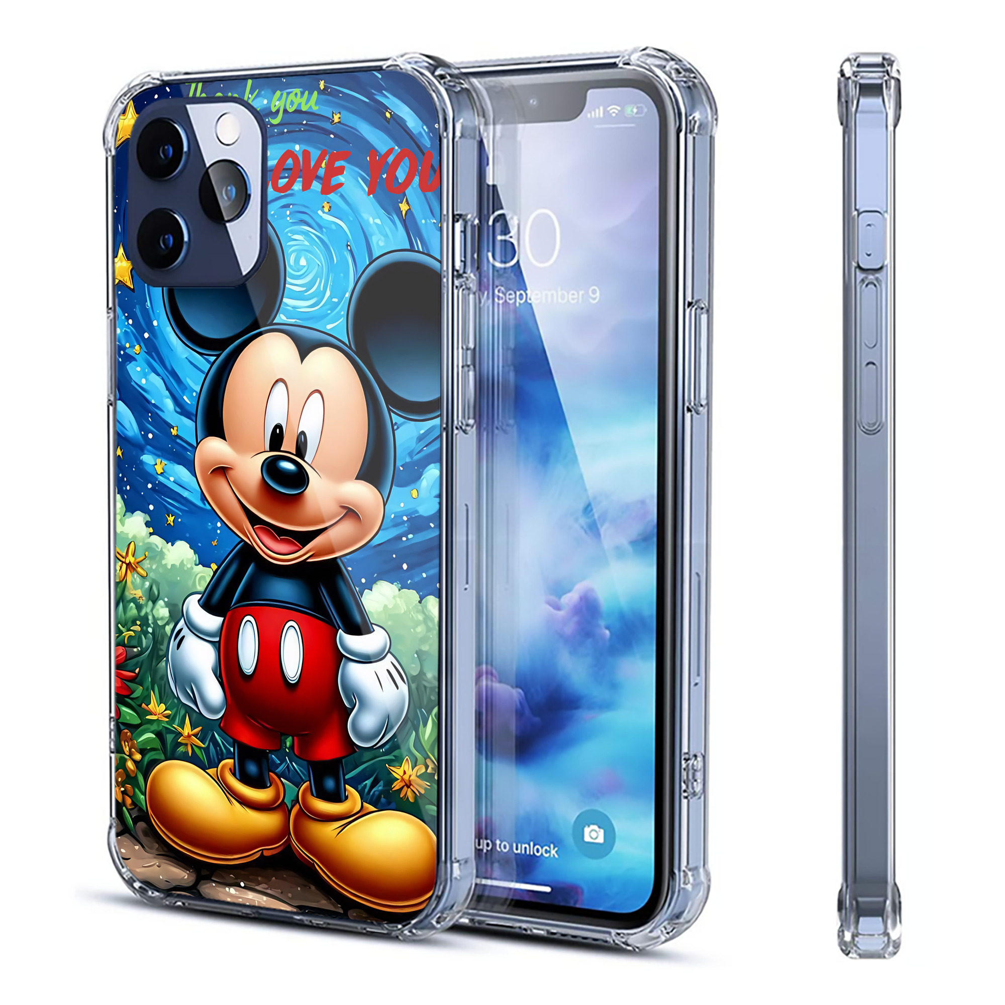 （画像用） ミッキーマウス Mickey Mouse 【iPhone 12シリーズ対応】透明スマホケース（クリアソフトケース）